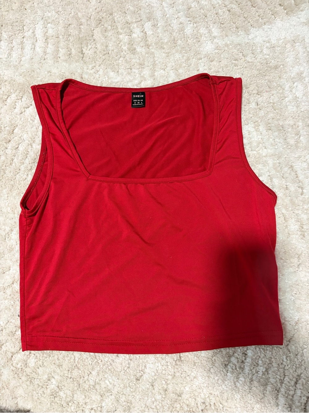 SHEIN Bold Red Square Neck Crop Tank